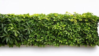 Fototapeta premium horizontal vibrant green plant wall stripe on clean white background