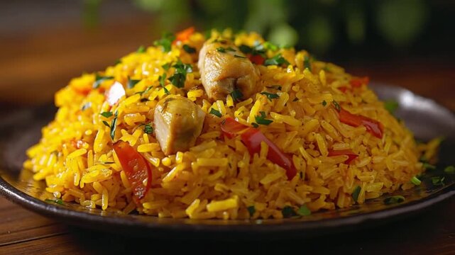 traditional arroz con pollo colombian dish orbit video