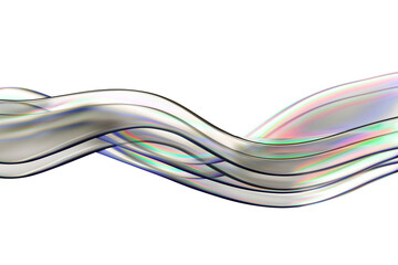 Abstract iridescent wave isolated on transparent background for modern design