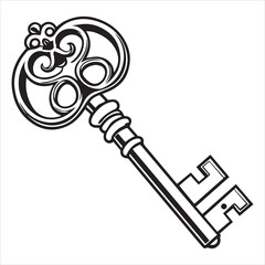 antique key vector illustration
