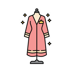 Luxury pink bathrobe on mannequin. Spa, wellness and self-care vector concept.