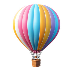 Fototapeta premium Cute Hot Air Balloon Floating 3D PNG, Transparent Background