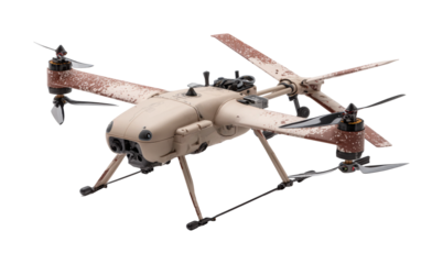 Drone technology innovations urban environment product showcase aerial view modern design isolated on transparent background, png