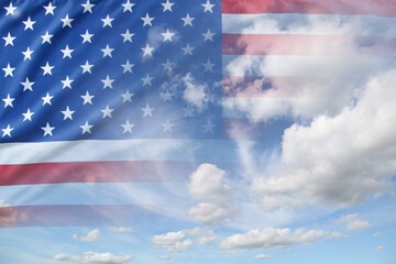 American flag in sky