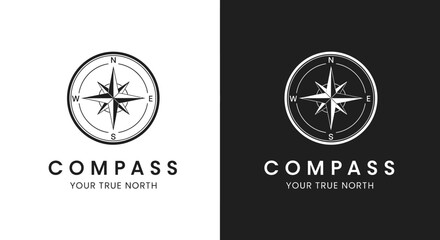 Vector art of compass direction navigation logo with north, true, south, east, west generative AI