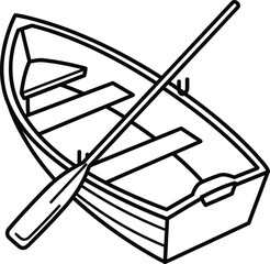 Fototapeta premium Vector illustration of empty rowboat with oar