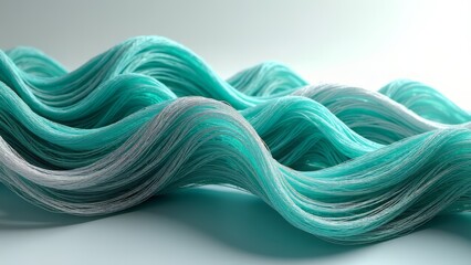 Turquoise and silver threads in wavy pattern