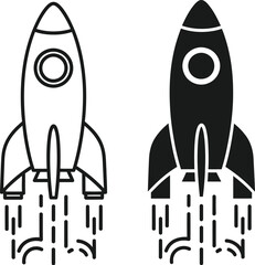 Fototapeta premium Set of 2 rocket ship icons vector