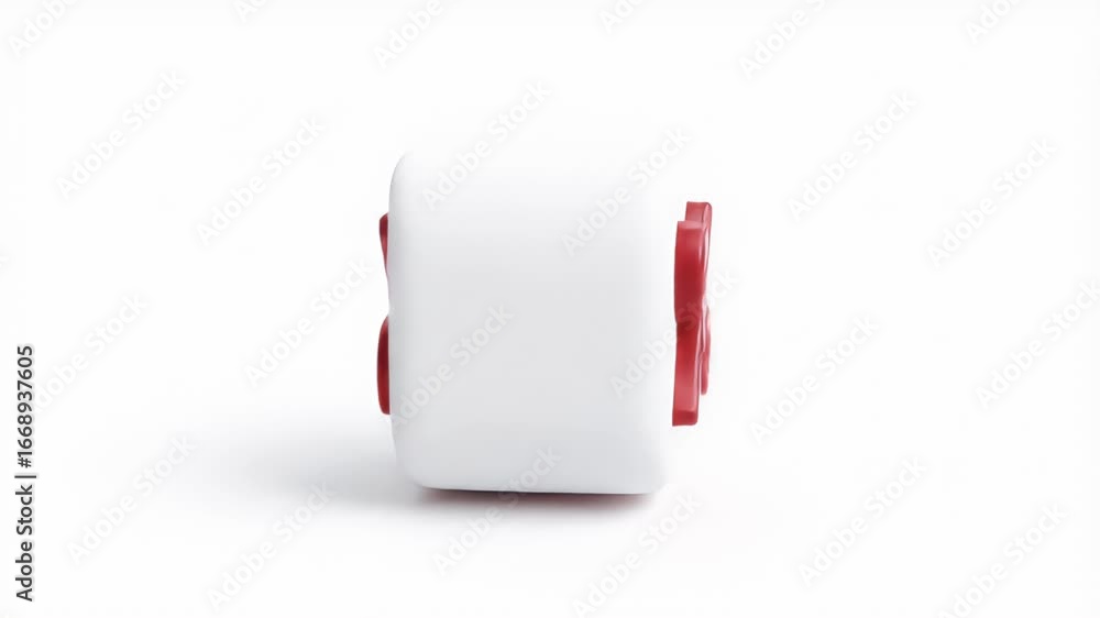 Poster dynamic 3d percentage sign: rotating red and white cube animation