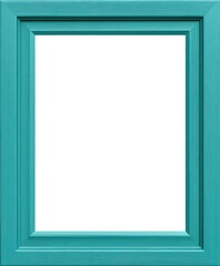 Teal rectangular picture frame with a double border, showing a wood-grain texture and clean white inner space