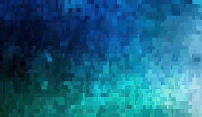 Fototapeta premium Abstract mosaic of teal, blue, and dark blue squares transitioning from dark to light