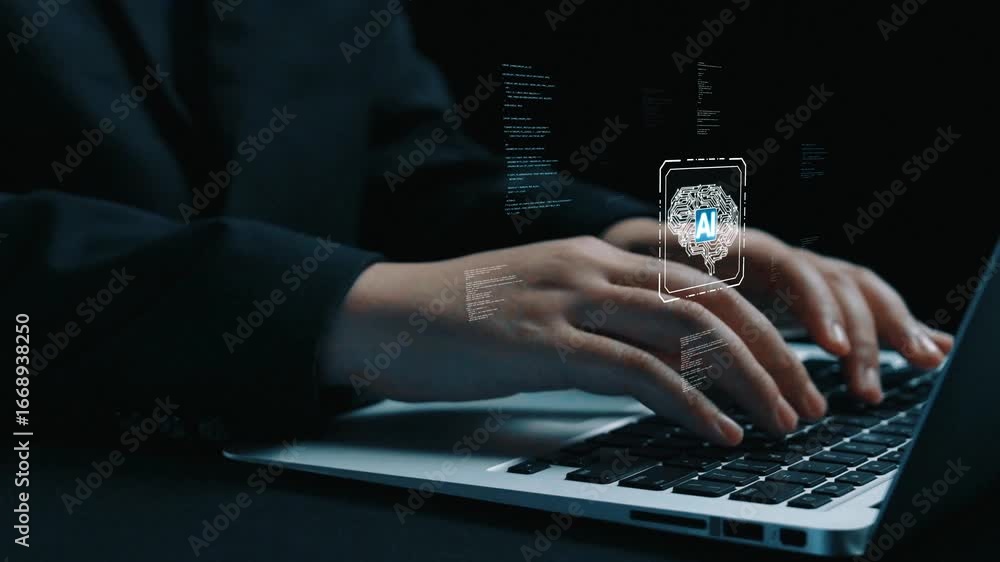 Poster ai assistant brain processor with llm technology, big data, machine learning, generative ai for busi