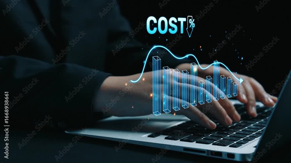 Poster cost reduction and cost saving through digital transformation, business cost optimization, operation