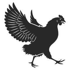 Hen flying silhouette vector