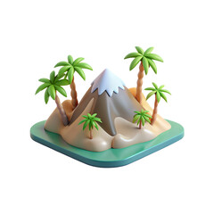 Obraz premium 3D Mountain With Palm Trees Transparent Background
