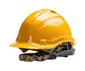 Construction safety equipment industrial site helmet professional environment view isolated on transparent background, png
