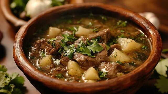 traditional caldo de costilla soup, andean region, columbian cuisine video