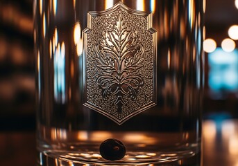 Halloween Product Photography Styling Elegant Glass with Floral Emblem