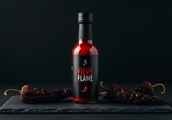 Halloween Product Photography Styling Fiery Flame Hot Sauce Bottle