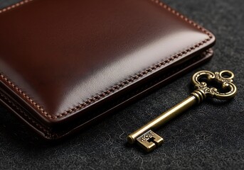 Halloween Product Photography Styling Brown Leather Wallet and Key