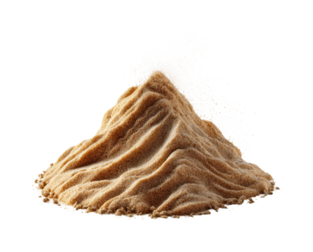 Sand pile creation texture exploration isolated on transparent background, png