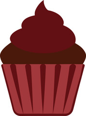 Chocolate Cupcake with Swirled Frosting in Paper Liner