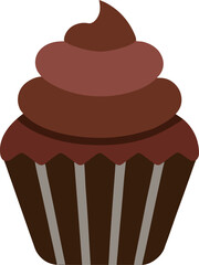 Chocolate Cupcake with Dual-Tone Swirled Frosting and Vertical Liner Illustration