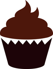 Chocolate Cupcake Silhouette with Swirled Frosting and Zigzag Liner