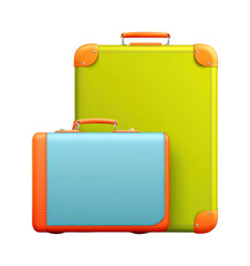 Travel essentials colorful luggage set modern digital bright vibes isolated on transparent background, png