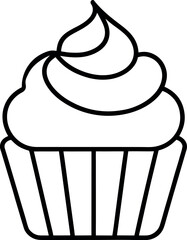 Chocolate Cupcake with Frosting Line Art Illustration