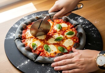 Halloween Product Photography Styling Delicious Charcoal Pizza Slices