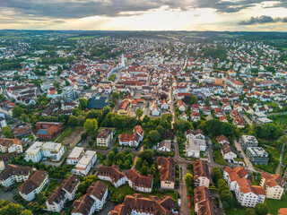 Pfaffenhofen Ilm from top which is part of the Bavarian city landscape