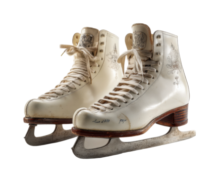 Figure skating action on ice vintage skates display environment artistic view isolated on transparent background, png - Powered by Adobe