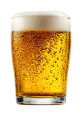 Refreshing beer glass with bubbles bar beverage warm atmosphere isolated on transparent background, png