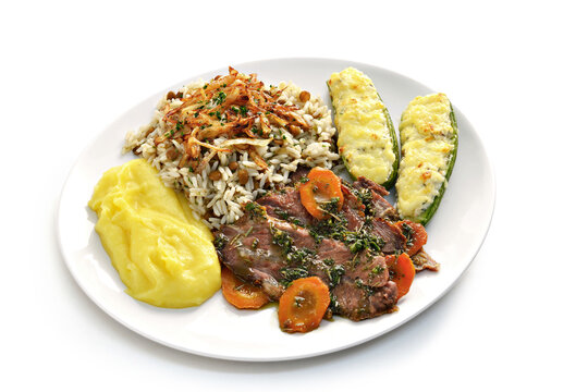 Prato feito - Executivo -Carne cordeiro com arroz com lentilha e pur&ecirc; 