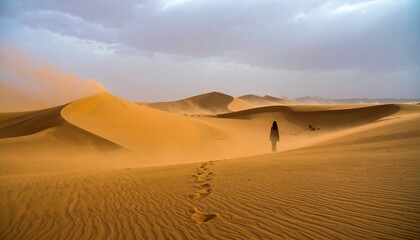 Silhouette of Person in Sandstorm