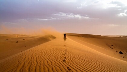 Silhouette of Person in Sandstorm