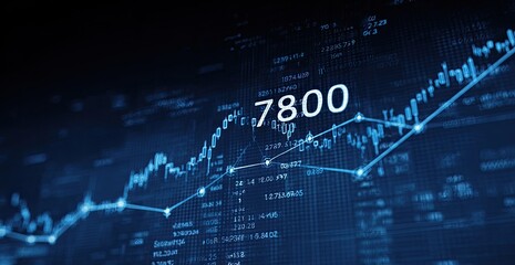Financial data, rising graph, 7800