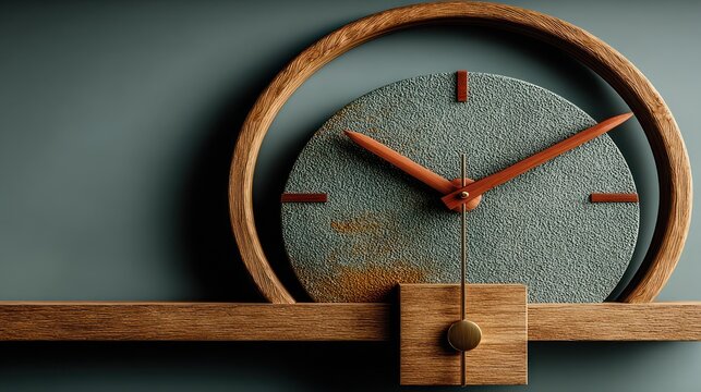 Wooden clock with a slate-colored face