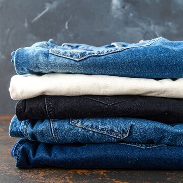 Stacked denim and other clothes