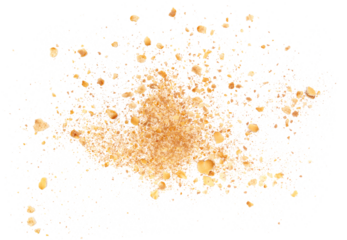 Double color biscuit crumbs, pieces flying isolated on white, clipping path