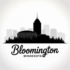 Fototapeta premium Bloomington, Minnesota Skyline Silhouette — Modern Commercial City with Natural River Views Vector Illustration