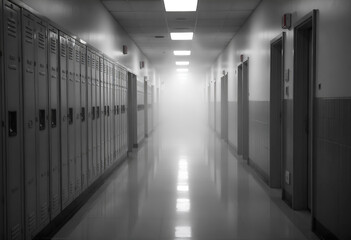 Naklejka premium The promise of a new semester, captured in the tranquil space where the ghosts of laughter and learning patiently wait.