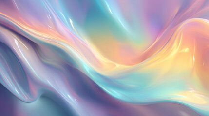 Obraz premium Colorful holographic iridescent pastel wave design