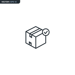 Carton package box, linear style sign for mobile concept and web design