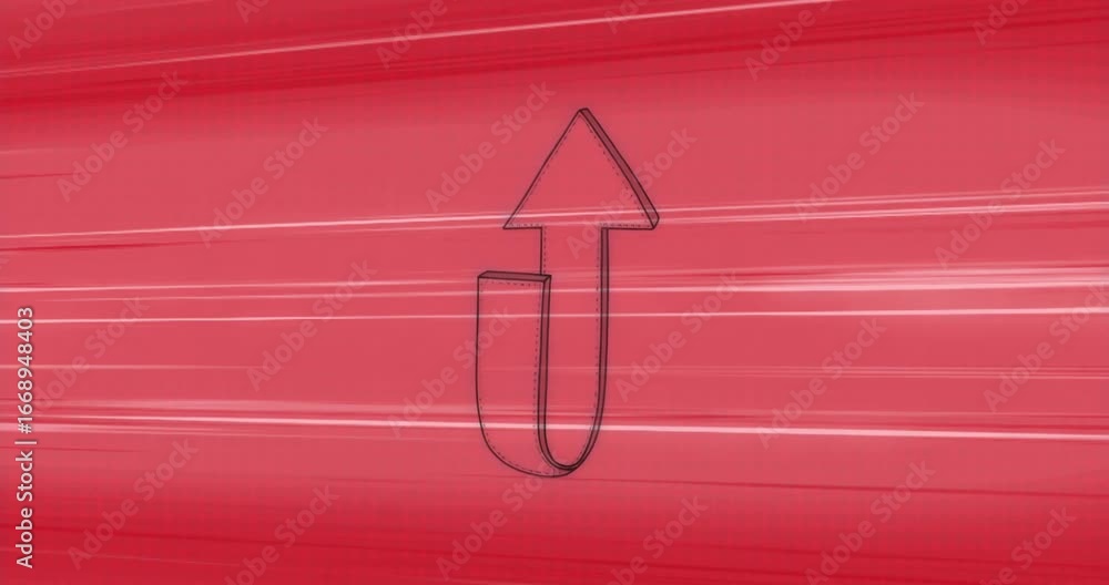 Poster at start u-turn arrow staying static while red streaks sliding left creating forward motion