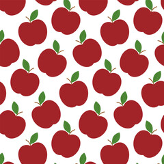 Red Apple with leaf Seamless Pattern. Thanksgiving Kwanzaa or Autumn Holiday Minimalistic Background