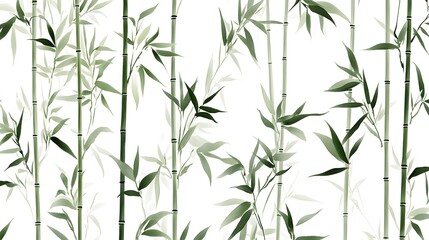 Fototapeta premium Elegant Green Bamboo Forest Seamless Pattern