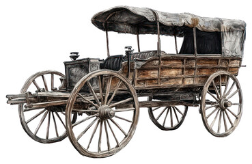 Fototapeta premium PNG Wooden carriage vehicles transportation vintage antique.