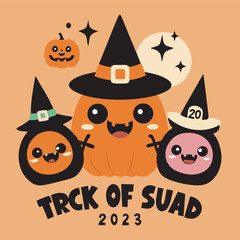 Adorable Halloween Pumpkins and Friends Celebrating "TRCK OF SUAD 2023